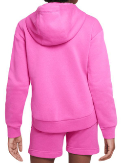Кофта для девочки теннисная  Nike Sportswear Club Fleece Full Zip Hoodie - active fuchsia/white