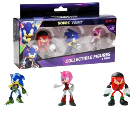 Набор фигурок Sonic Prime Sonic the Hedgehog Бунтарь (Наклз), Boscage Maze Sonic (Соник) и Расти Роуз (Эми) (Вид 1)