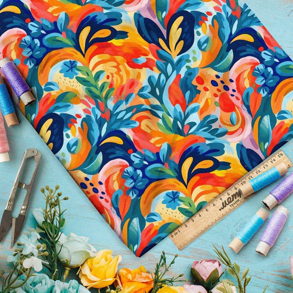 Ткань Барби акварельный калейдоскоп