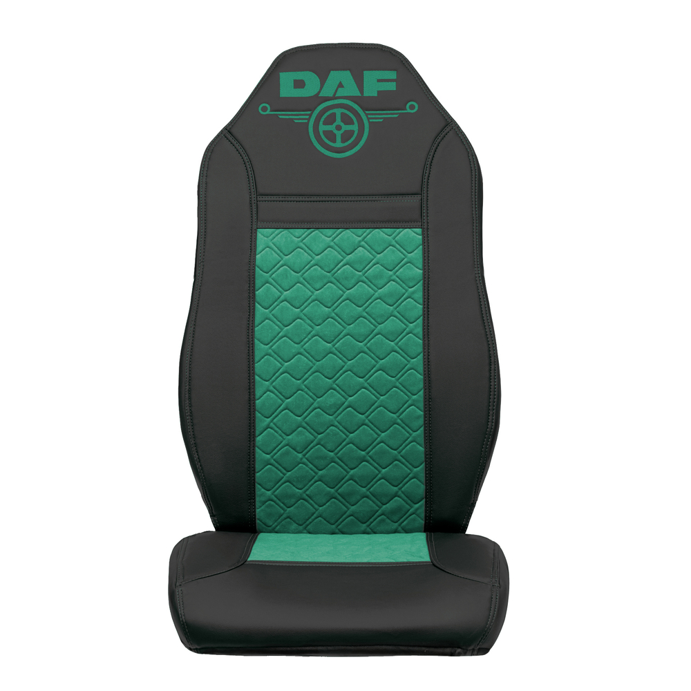 Чехлы DAF XF-95 (экокожа, черный, зеленая вставка)