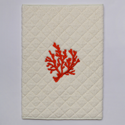Коврик для ванной 60х90 Old Florence Corallo бежевый с коралловой вышивкой