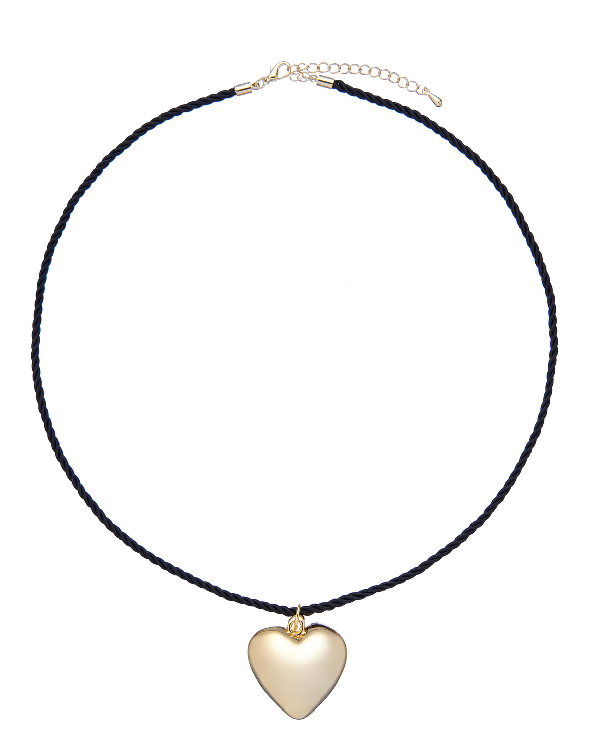 Подвеска металлическое сердце, шнурок с регулировкой, золото