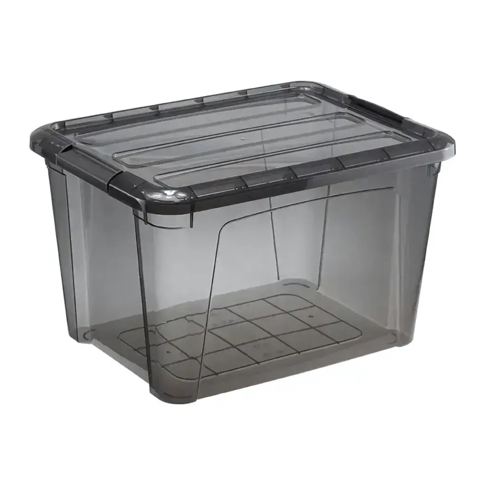 Ящик для хранения с замками КИП 15,5л черный прозрачный