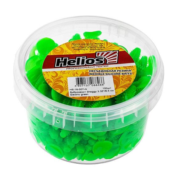 Виброхвост несъедоб. Shaggy 3,35&#39;/8,5 см Electric green 100шт. (HS-16-007-N) Helios