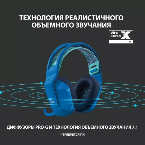 Беспроводная компьютерная гарнитура Logitech G G733 LightSpeed, blue