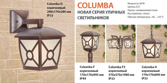 Новинка! Серия уличного освещения Columba. От компании Elektrostandard!