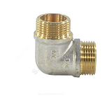 Угольник латунь никель реборда Ду 15 (1/2") НР/НР 9005 ГОСТ 32585-2013 Aquasfera 9005-01