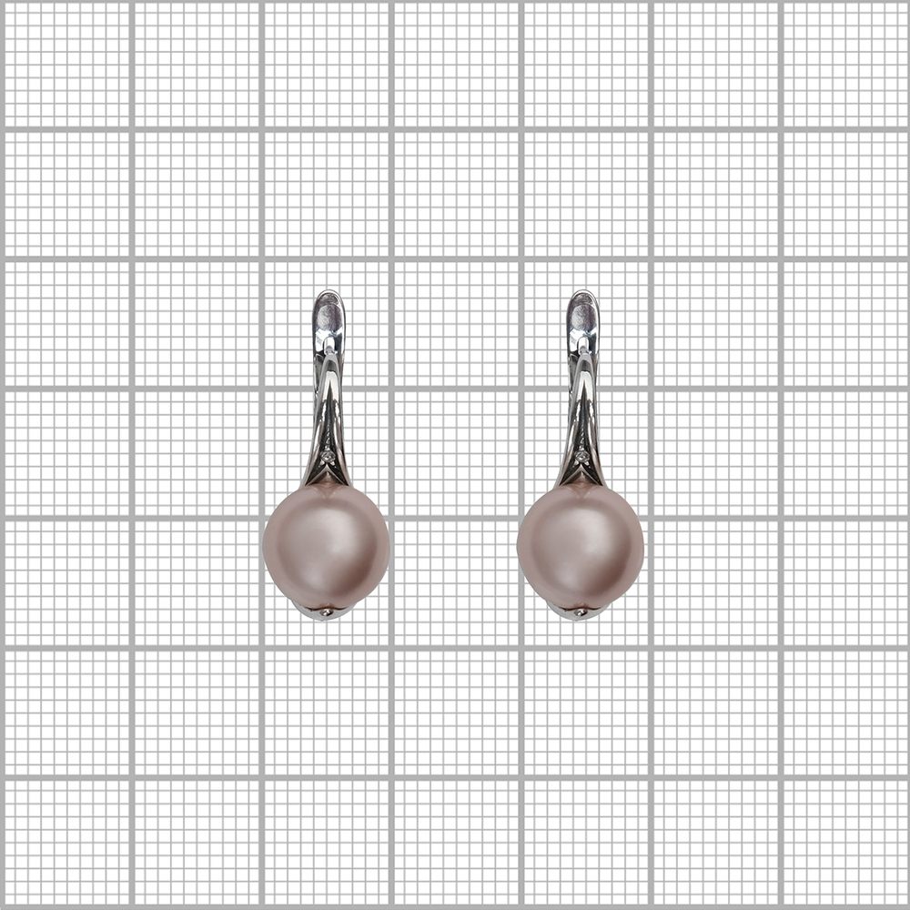 "Квиста" серьги в серебряном покрытии из коллекции "Жемчужная рапсодия" от Jenavi  с английским замком