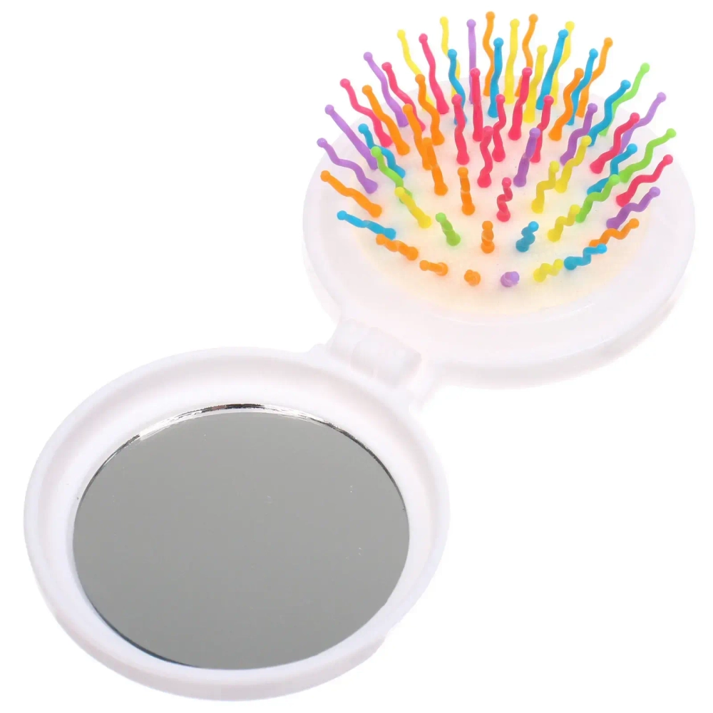 Расческа массажная детская складная «КАРАМЕЛЬ», сердечко, цвет голубой, d-6см (пакет с подвесом)