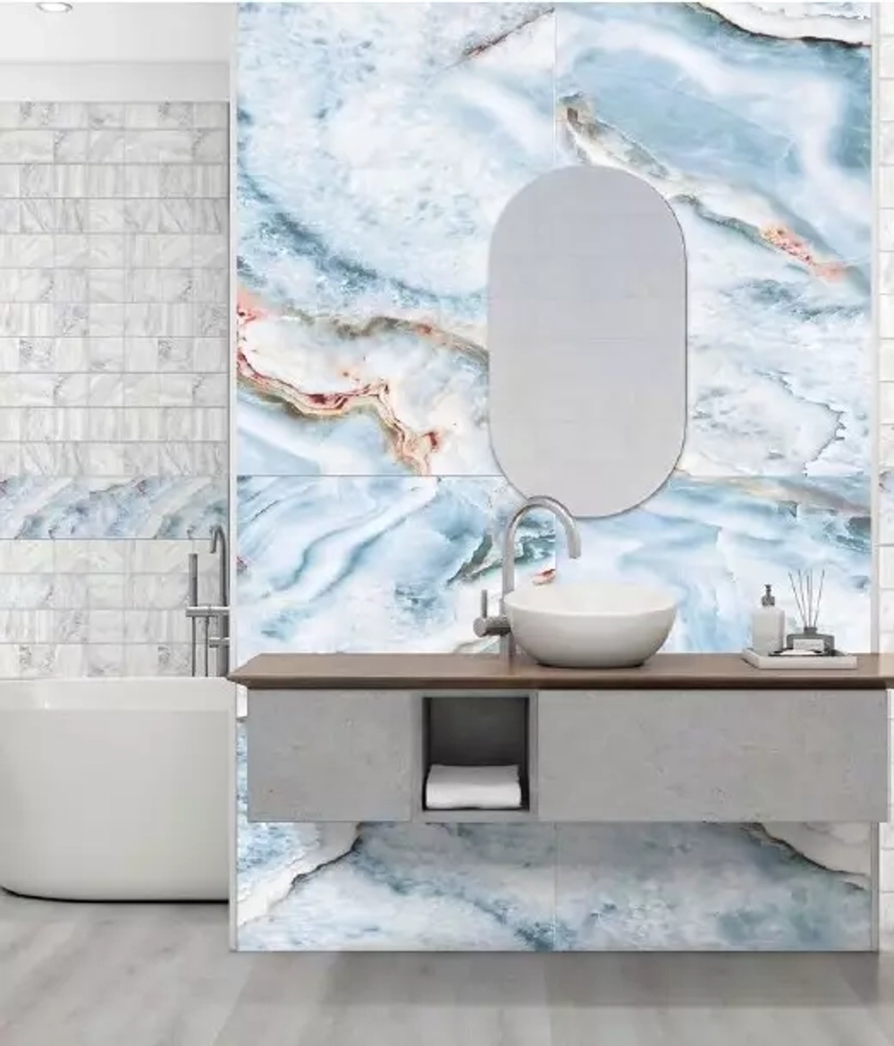 Панель ПВХ 3D Оникс голубой рисунок 2700х250 мм