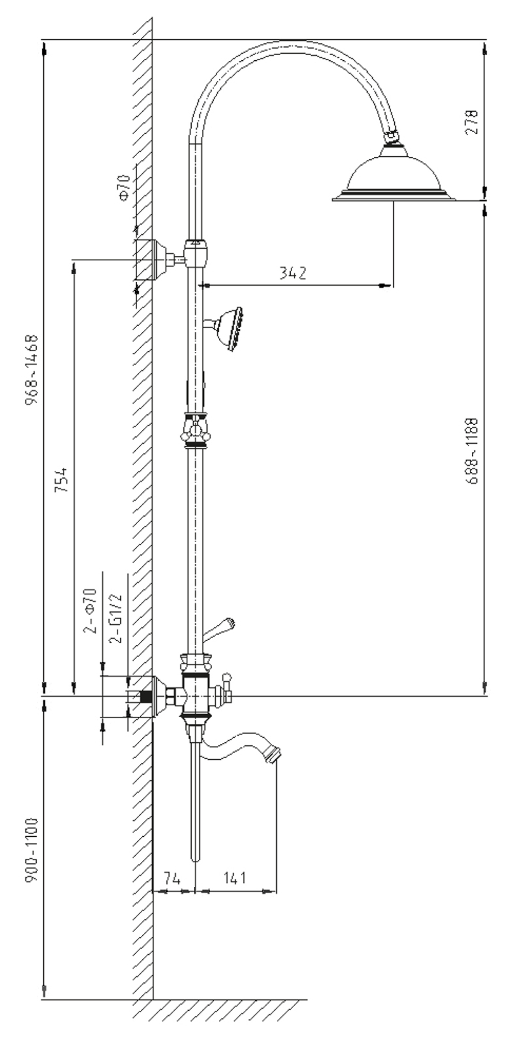 Душевая стойка Timo Adelia SX-6010/02 бронза