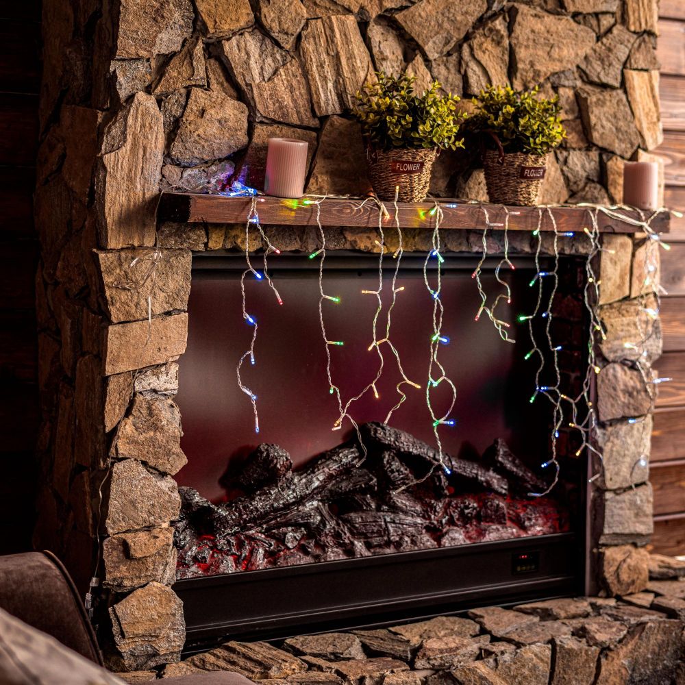 ULD-B10005-480-TTK MULTI IP44 Бахрома светодиодная с эффектом мерцания. 10м. Соединяемая. 480 светодиодов. Разноцветный свет. Провод прозрачный. ТМ Uniel