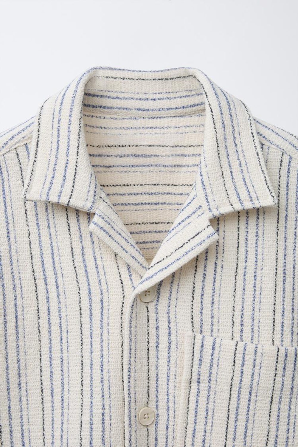 ZARA ПОЛОСАТАЯ РУБАШКА В СТИЛЕ РУСТИК, БЕЖЕВЫЙ