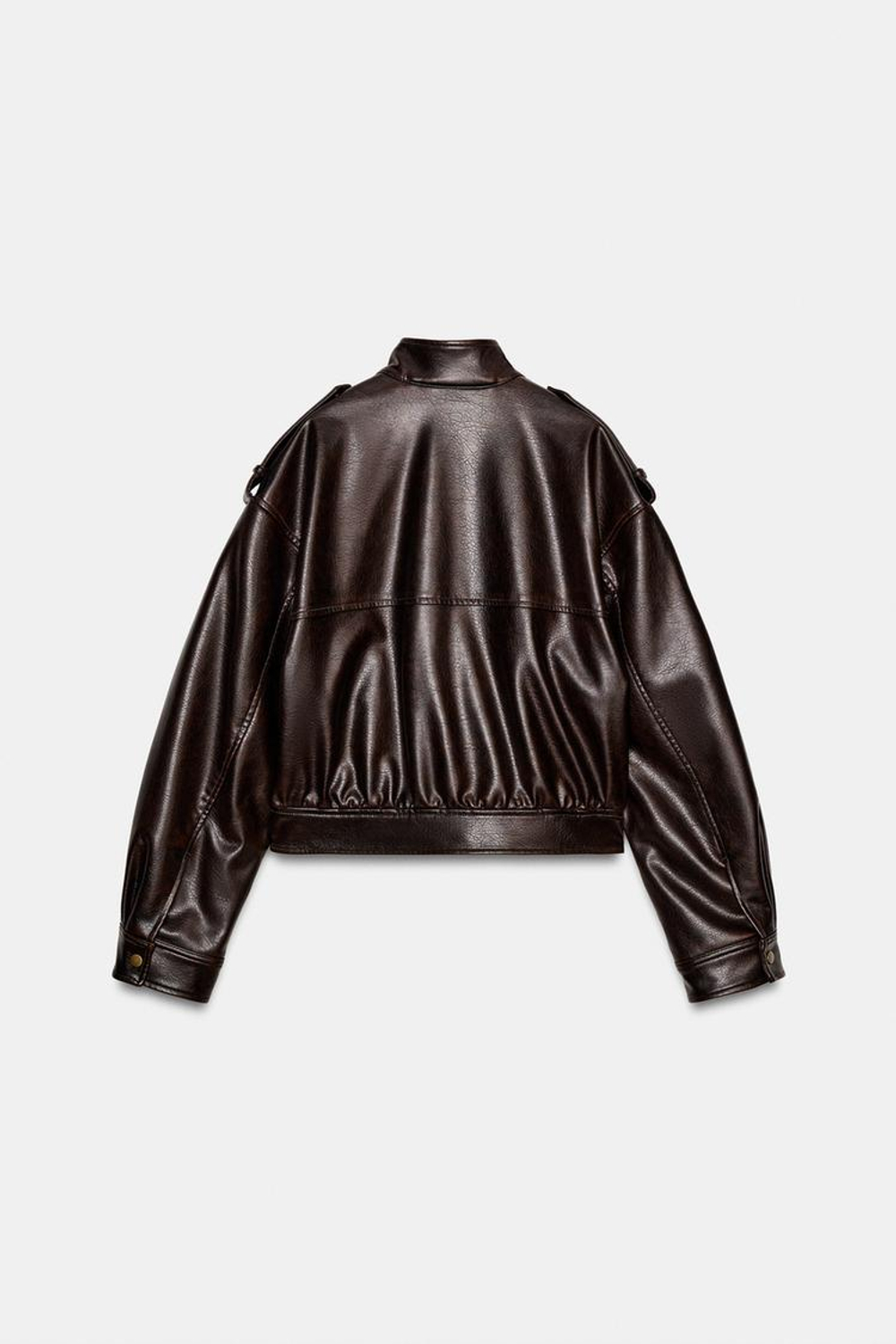 ZARA КУРТКА ИЗ ИСКУССТВЕННОЙ КОЖИ С ХЛЯСТИКАМИ, КОРИЧНЕВЫЙ