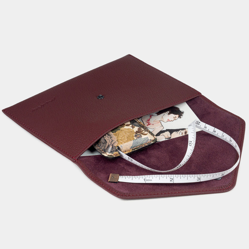 Конверт для хранения из кожи теленка, бордового цвета
