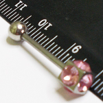Штанга 16 мм для пирсинг языка, толщиной 1,6 мм с шариком 5 мм и кубом 7 мм с цветными кристаллами. Сталь 316L, 1 шт.