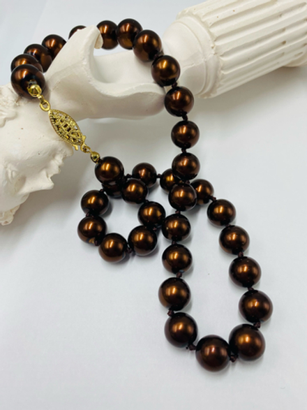 Нить искусственного жемчуга "шоколад"