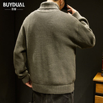 Зимний плотный свитер крупной вязки с высоким воротом, мужской свободный модный брендовый Американский трикотаж в стиле ретро, осенне-зимний мужской свитер, куртка