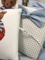 Комплект в кроватку 18 предметов "Мишка морячок голубой", сатин