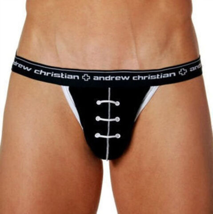 Мужские трусы джоки Andrew Christian Black Football Jockstrap AC02