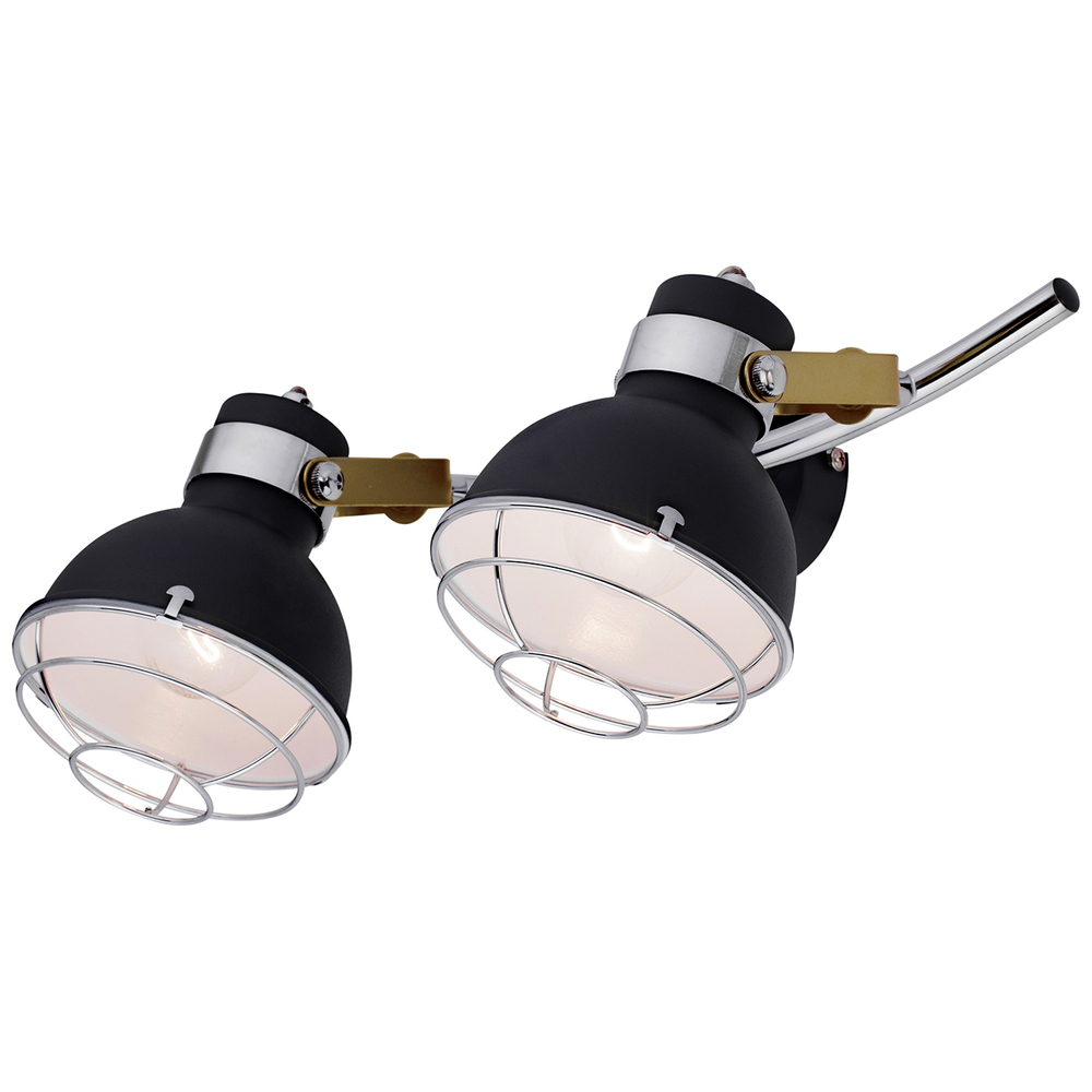 Настенный светильник 2х40Вт E14, металл, чёрный/хром/белый