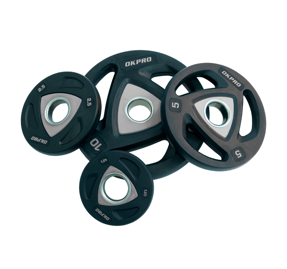 Диск олимпийский полиуретановый 5 кг OKPRO серый лого