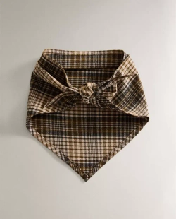 ZARA HOME КЛЕТЧАТАЯ ХЛОПКОВАЯ БАНДАНА ДЛЯ ДОМАШНИХ ЖИВОТНЫХ, ЗЕЛЕНЫЙ