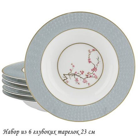 Lenardi 145-634 Набор из 6 глубоких тарелок 23см САКУРАуп.(х6)Костяной фарфор