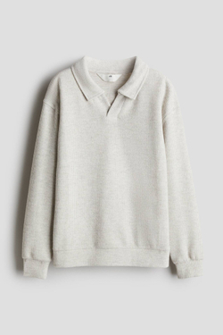 H&M Свитер-поло, светло-серый