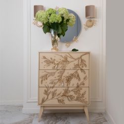 Комод Oliva Branch (Олива Бранч) с 3 ящиками Айвори Мраморное золото