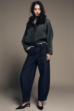 ZARA ДЖИНСОВАЯ КУРТКА-БОМБЕР — ZW COLLECTION, СИНИЙ