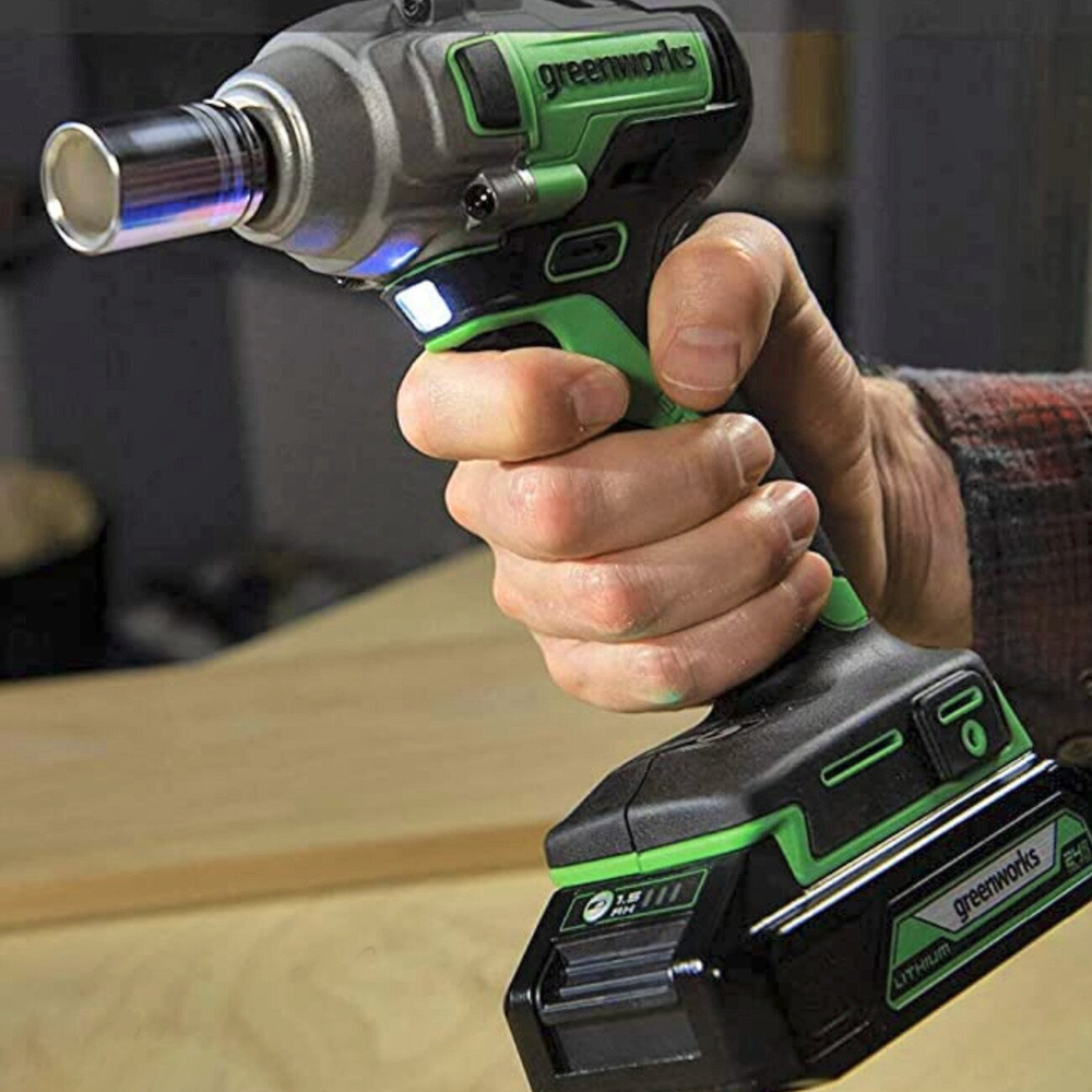 Гайковерт ударный аккумуляторный GREENWORKS GD24IW400 24В,400Hm,1/2,б/щ,без АКБ и ЗУ (3802907)