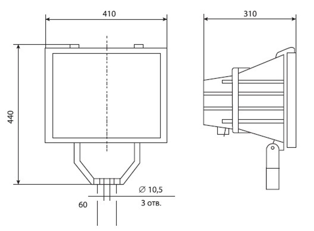 Прожектор ГО04-250-001 (для МГЛ/ДРИ-ламп 250Вт Е40) симметричный IP65 (ПРА в комлекте) GALAD 00386