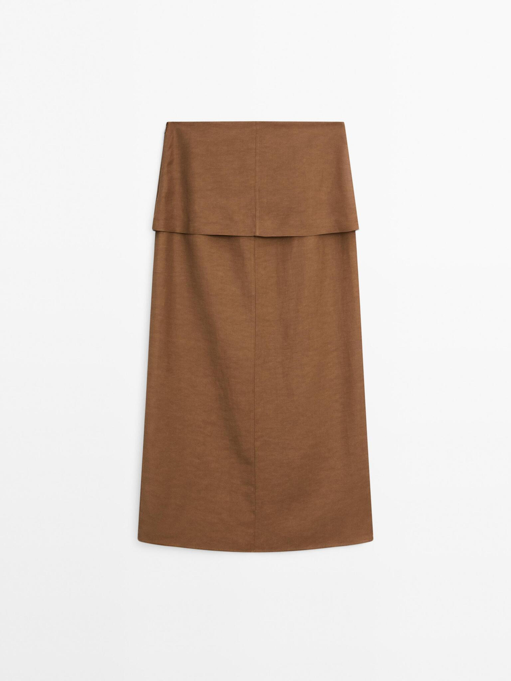 Massimo Dutti Короткая юбка из струящейся ткани с корсетным поясом, горчичный