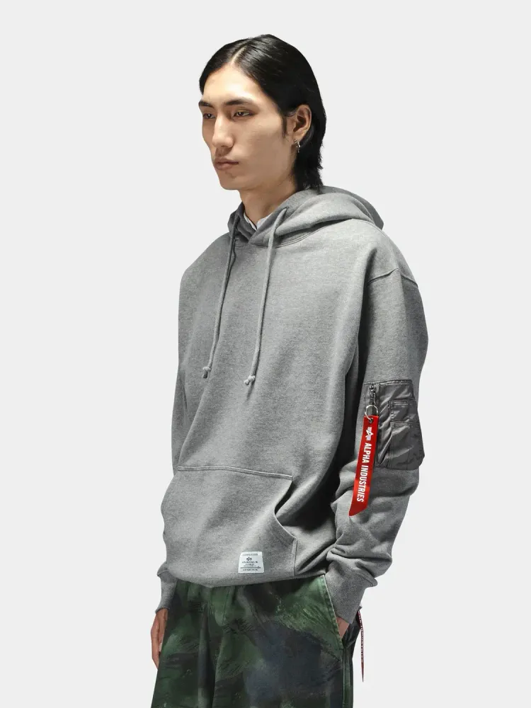 Толстовка Alpha Industries Utility Pocket Hoodie Medium Charcoal Heather (Светло-серый)