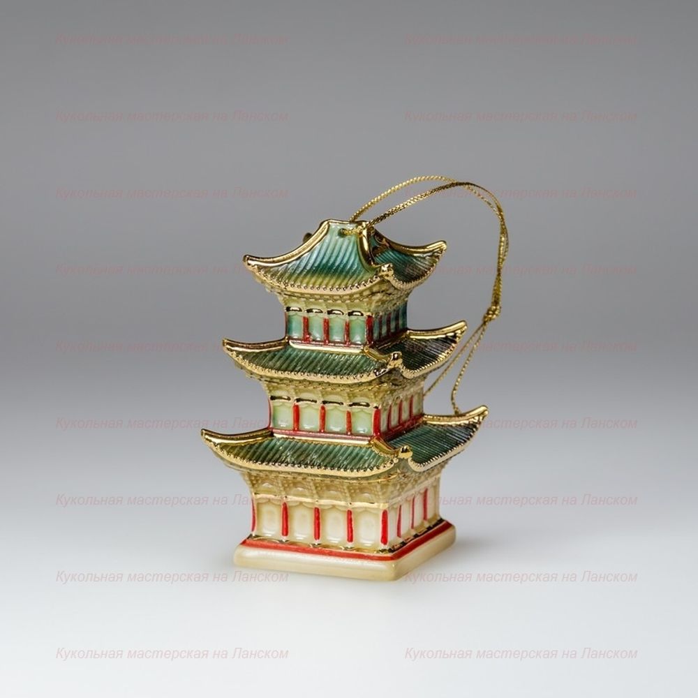 Фарфоровая елочная игрушка "Китайский домик"