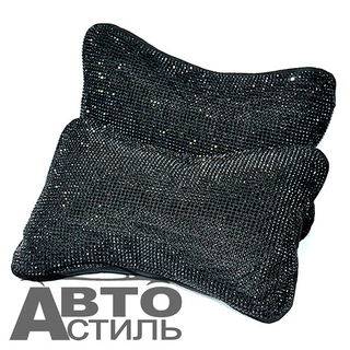 Подушки на подголовник Coolpart - DIAMOND (2шт) - P20-BL - Замша+Черные Стразы