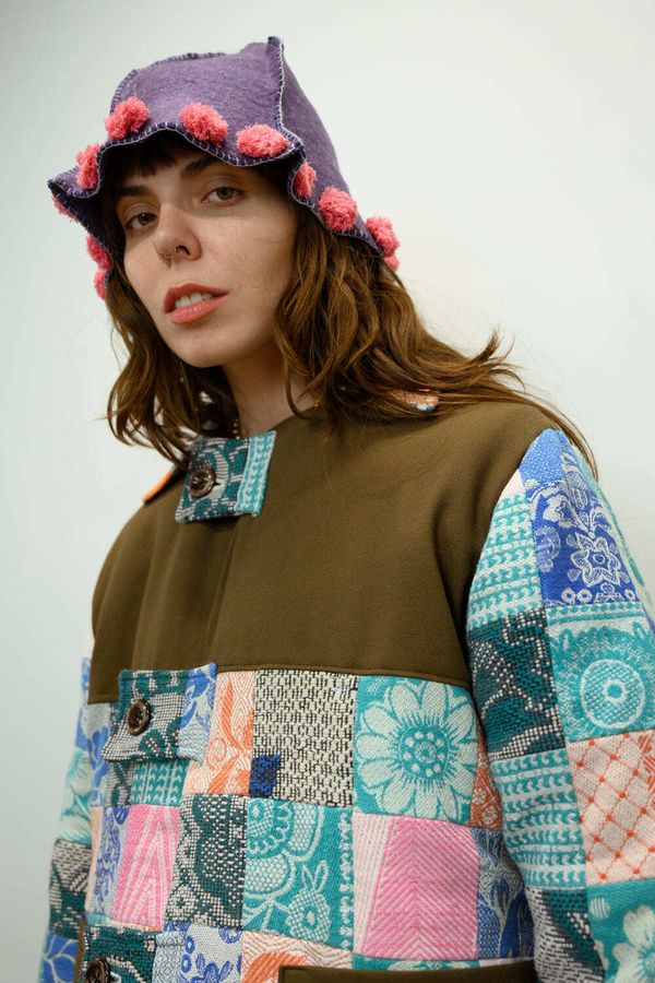 Куртка Выполненная в Технике Пэчворк 3 голубая - фото 6