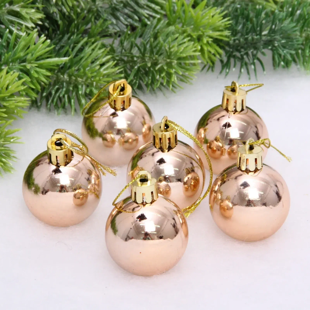 Новогодние шары 4 см (набор 6 шт) «Глянец», шампань