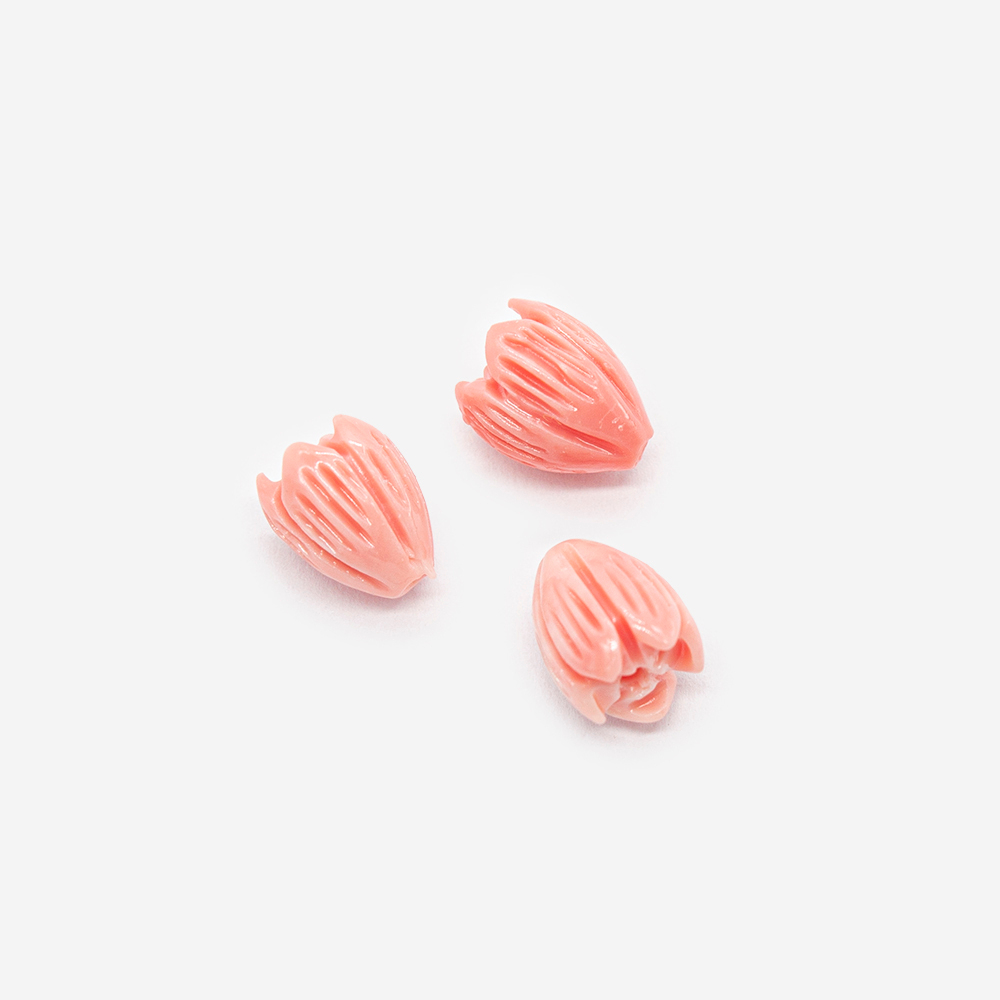 Подвеска резная "Магнолия", 10*8мм, коралловая пудра