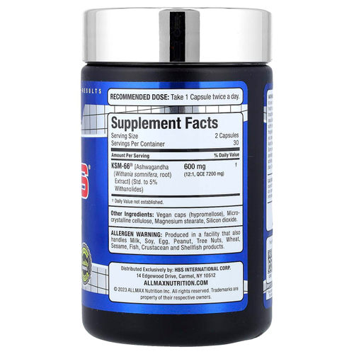 ALLMAX, Essentials, ашваганда KSM-66®, 60 капсул (300 мг в одной капсуле)