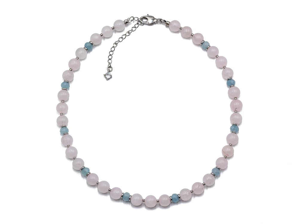 Колье из кварца и аквамарина