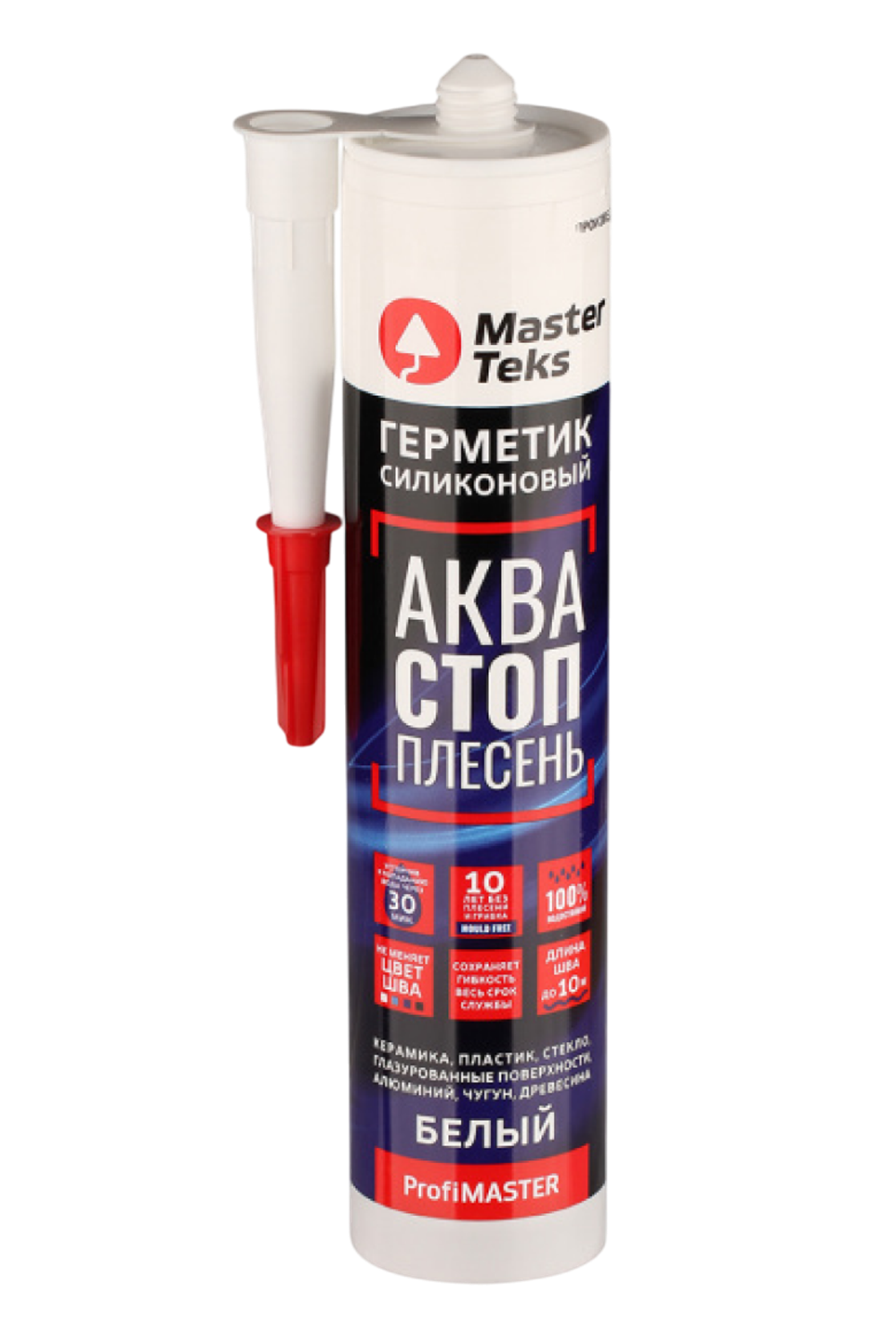 Герметик силиконовый "Masterteks" аквастопплесень белый 280мл