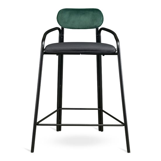 Стул полубарный ror, round, велюр, черный/темно-зеленый/черный