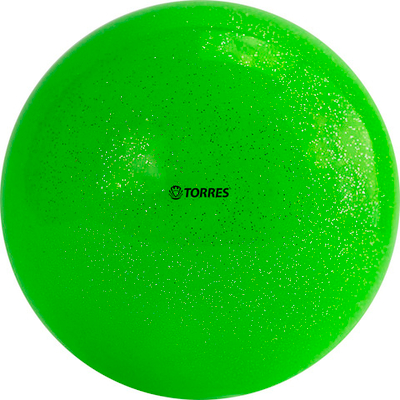 Мяч для художественной гимнастики TORRES, AGP-15-05, диам. 15см, ПВХ, зеленый с блестками