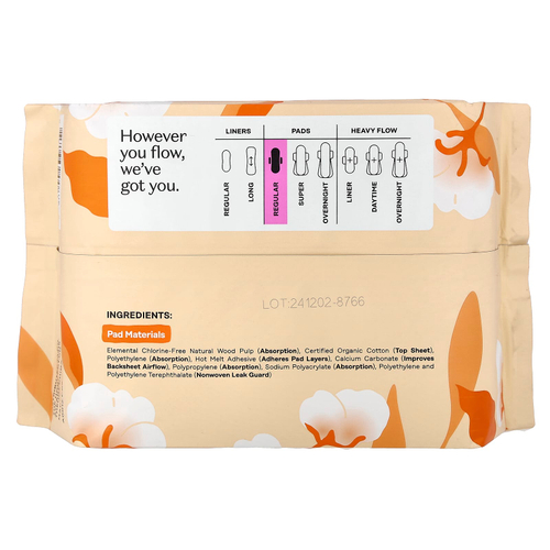 The Honey Pot Company, нетравяные прокладки с крылышками из 100% органического хлопка, обычные, 20 штук