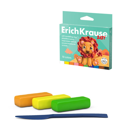 Пластилин 10цв 150гр. Erich Krause Baby на растительной основе с Алоэ Вера, мягкий