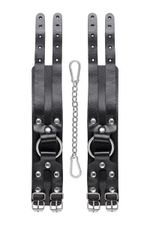 Черные кожаные оковы с двумя ремешками (Цвет: черный)