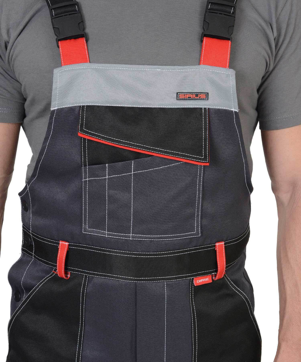 Костюм СИРИУС-ПОЛИНОМ куртка, п/к, темно-серый со светло-серым, черным, красным и СОП