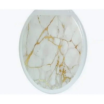 Крышка унитаза "ДЕКОР" фото принт "БЕЛЫЙ МРАМОР" бел РП-813А